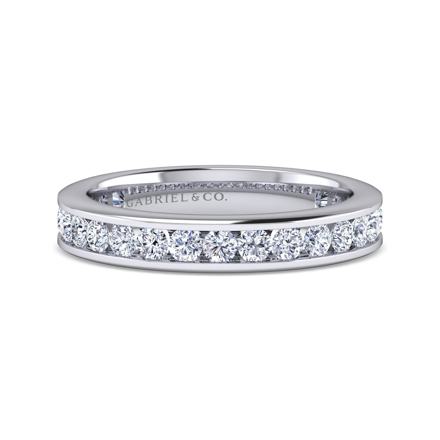 Eternity Band Wedding Ring in 14k White Gold with Round Natural Diamond at Gabriel & Co. - Shot 1