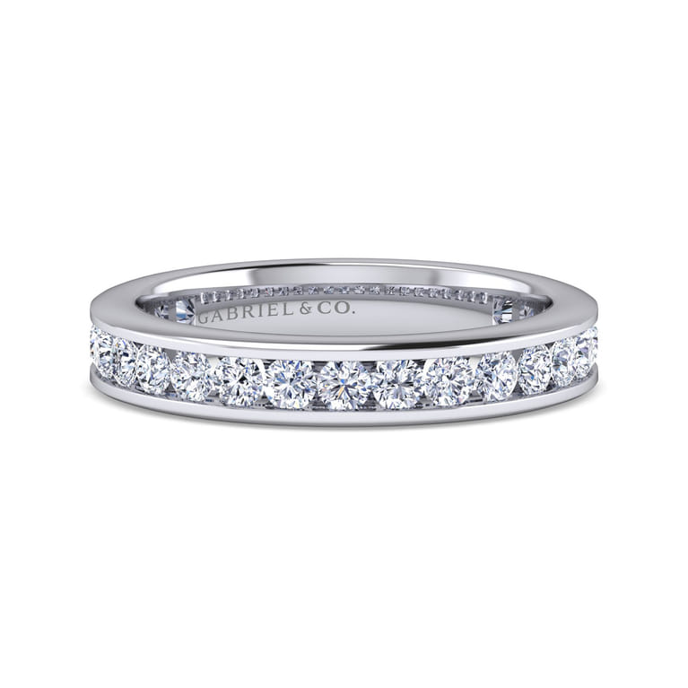 Eternity Band Wedding Ring in 14k White Gold with Round Natural Diamond at Gabriel & Co. - Shot 1