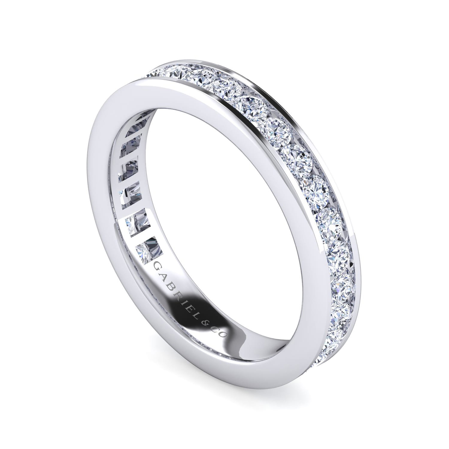 Eternity Band Wedding Ring in 14k White Gold with Round Natural Diamond at Gabriel & Co. - Shot 3
