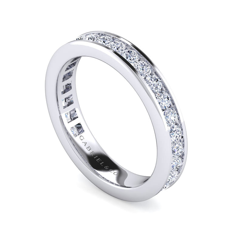 Eternity Band Wedding Ring in 14k White Gold with Round Natural Diamond at Gabriel & Co. - Shot 3