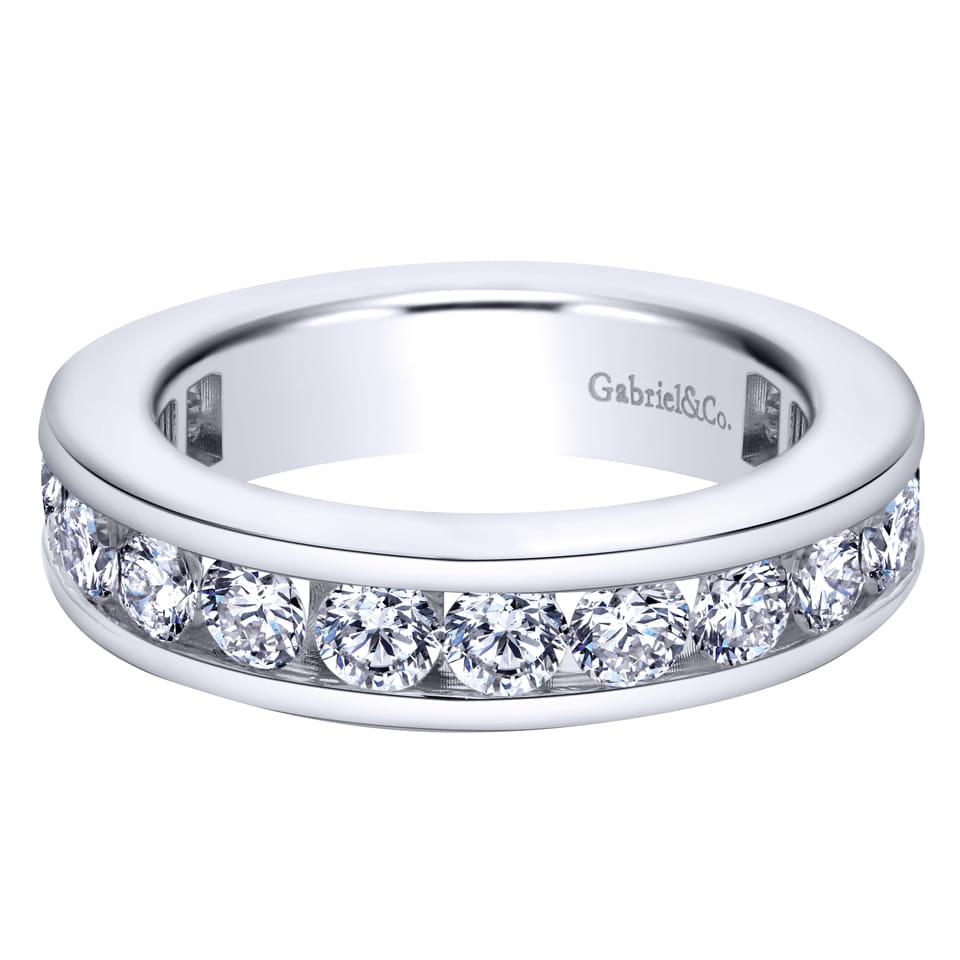 Eternity Band Wedding Ring in 14k White Gold with Round Natural Diamond at Gabriel & Co. - Shot 1