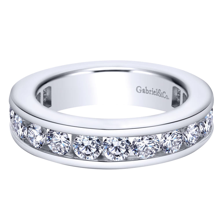 Eternity Band Wedding Ring in 14k White Gold with Round Natural Diamond at Gabriel & Co. - Shot 1