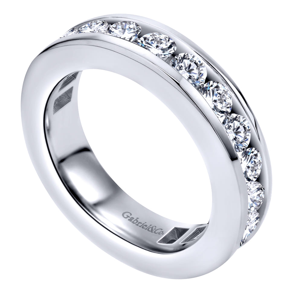 Eternity Band Wedding Ring in 14k White Gold with Round Natural Diamond at Gabriel & Co. - Shot 3