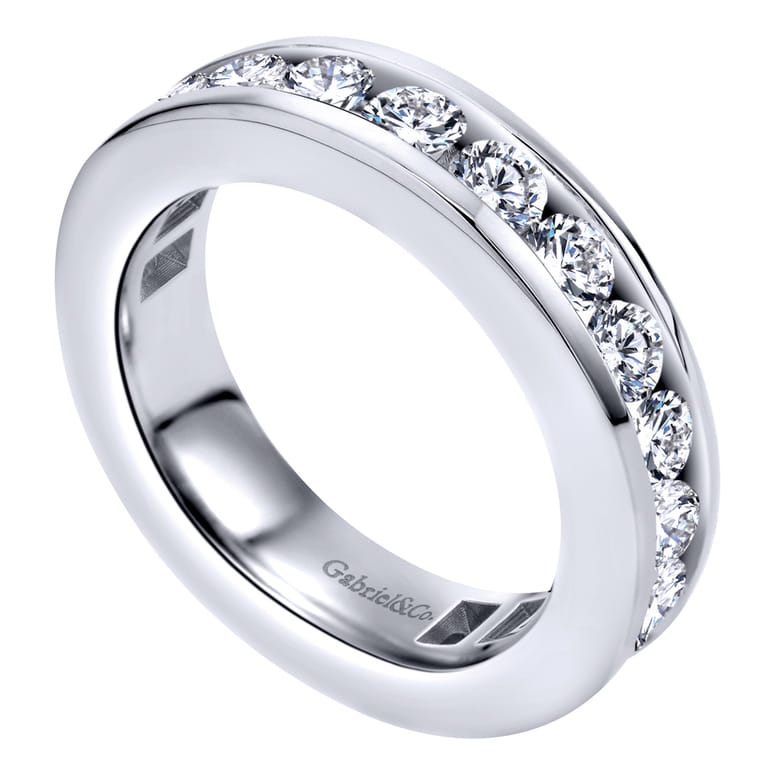 Eternity Band Wedding Ring in 14k White Gold with Round Natural Diamond at Gabriel & Co. - Shot 3