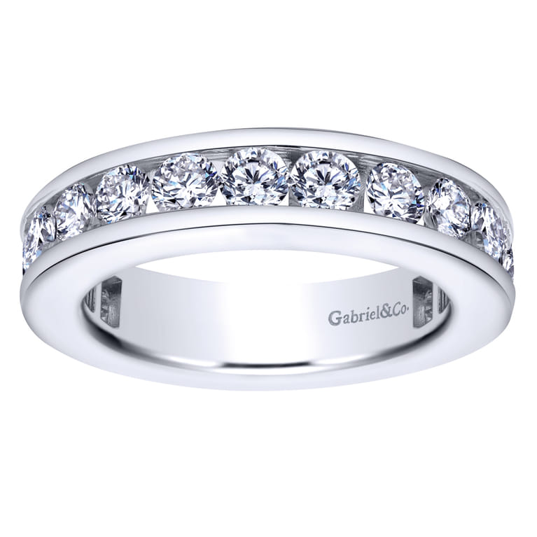 Eternity Band Wedding Ring in 14k White Gold with Round Natural Diamond at Gabriel & Co. - Shot 4