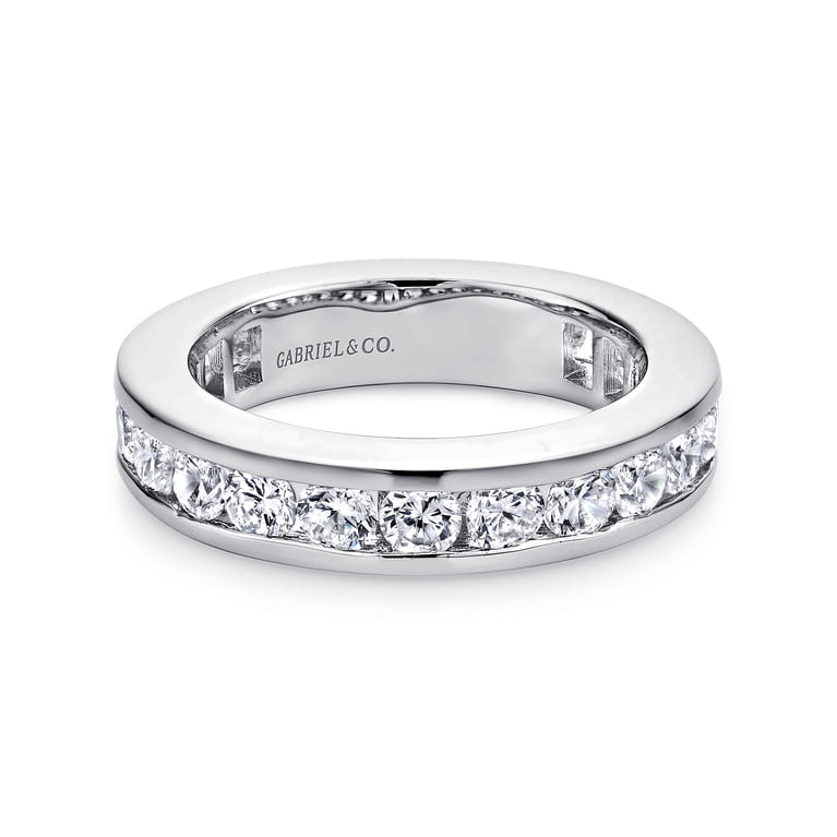 Eternity Band Wedding Ring in 14k White Gold with Round Natural Diamond at Gabriel & Co. - Shot 1
