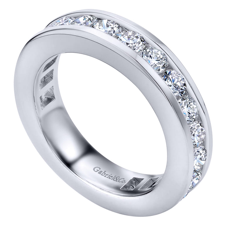 Eternity Band Wedding Ring in 14k White Gold with Round Natural Diamond at Gabriel & Co. - Shot 3