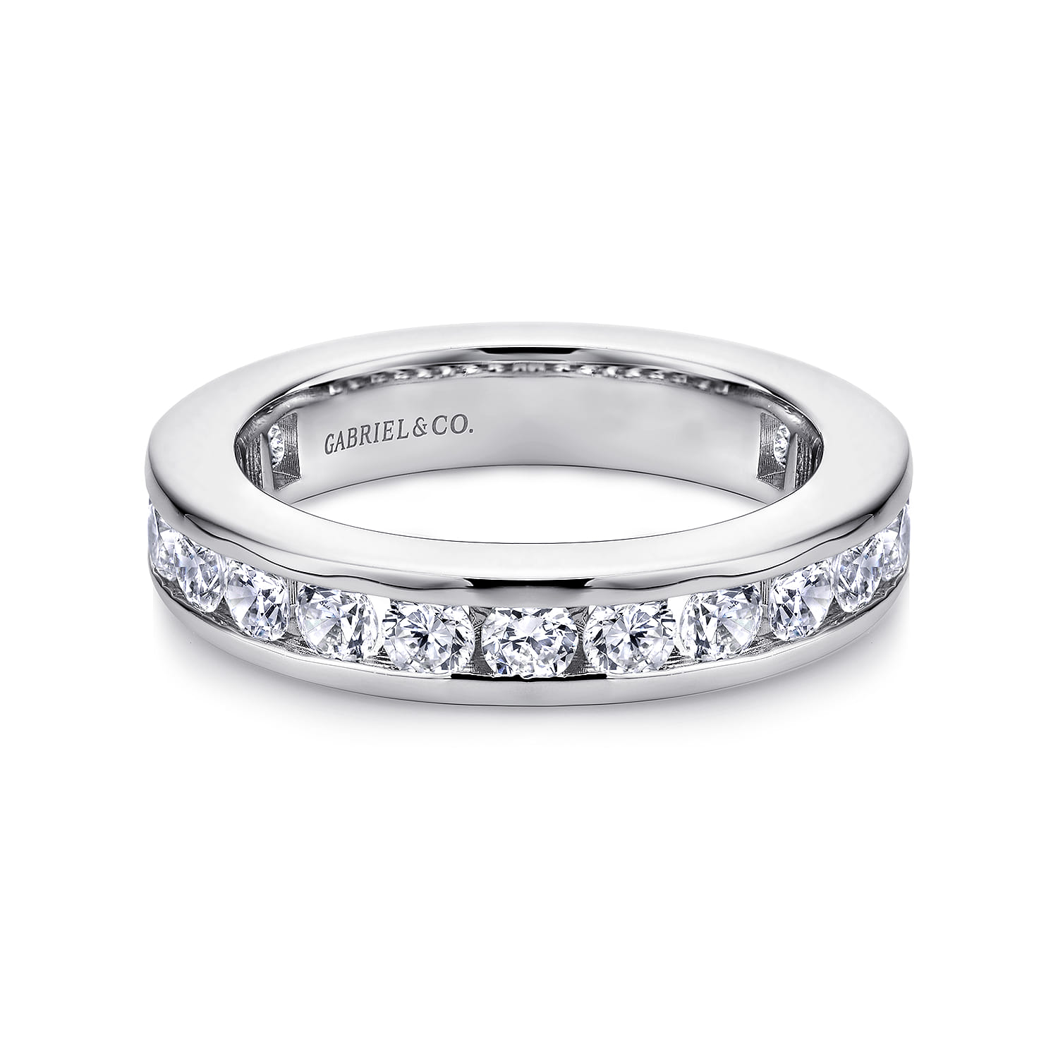 Eternity Band Wedding Ring in 14k White Gold with Round Natural Diamond at Gabriel & Co. - Shot 1
