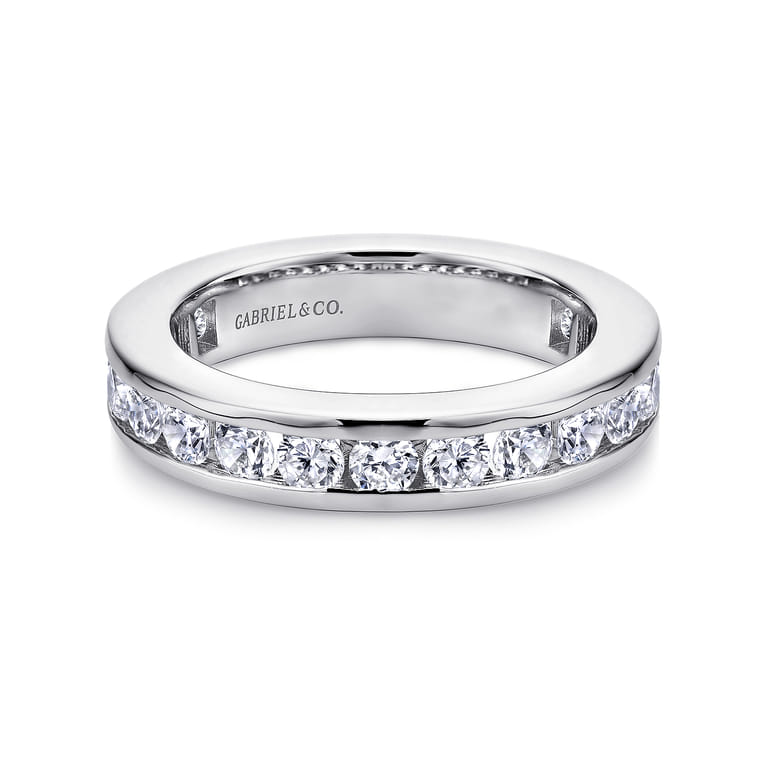Eternity Band Wedding Ring in 14k White Gold with Round Natural Diamond at Gabriel & Co. - Shot 1