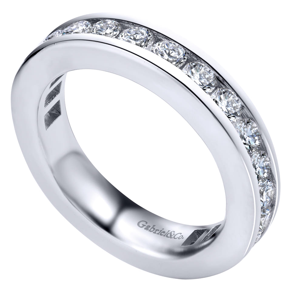 Eternity Band Wedding Ring in 14k White Gold with Round Natural Diamond at Gabriel & Co. - Shot 3