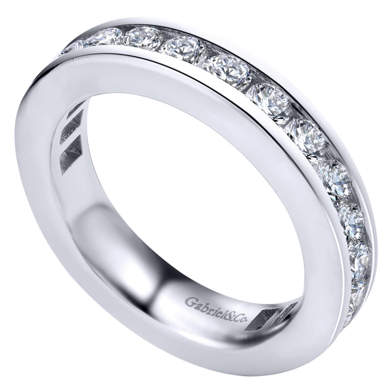 Eternity Band Wedding Ring in 14k White Gold with Round Natural Diamond at Gabriel & Co. - Shot 3