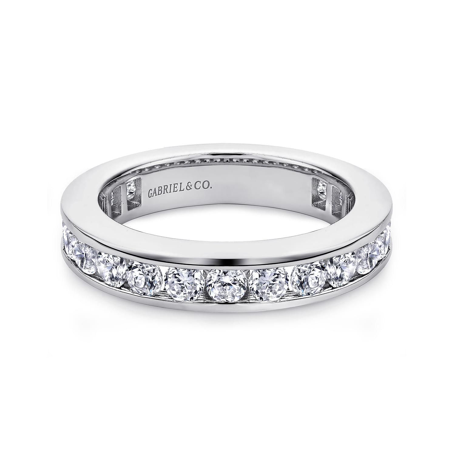 Eternity Band Wedding Ring in 14k White Gold with Round Natural Diamond at Gabriel & Co. - Shot 1