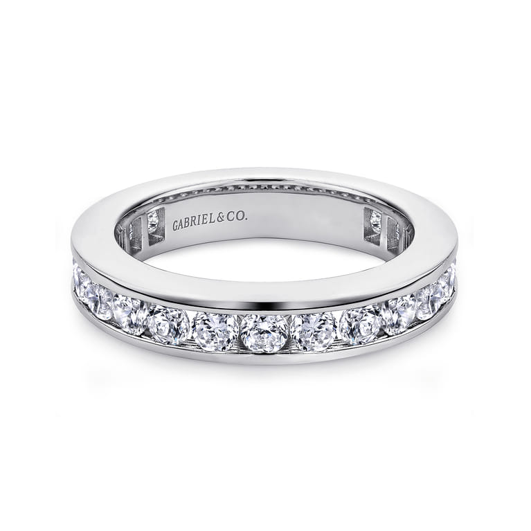 Eternity Band Wedding Ring in 14k White Gold with Round Natural Diamond at Gabriel & Co. - Shot 1