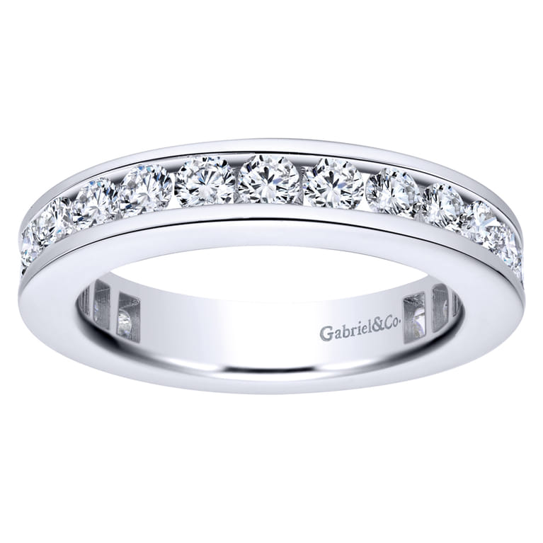 Eternity Band Wedding Ring in 14k White Gold with Round Natural Diamond at Gabriel & Co. - Shot 3
