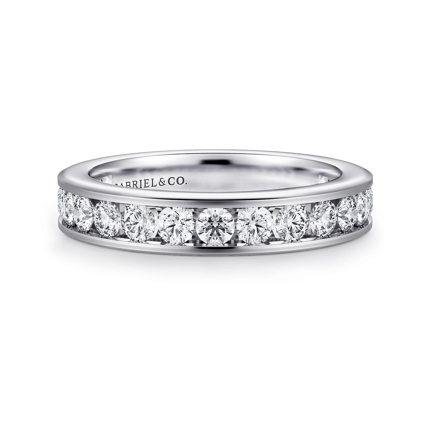 Eternity Band Wedding Ring in 14k White Gold with Round Natural Diamond at Gabriel & Co. - Shot 1