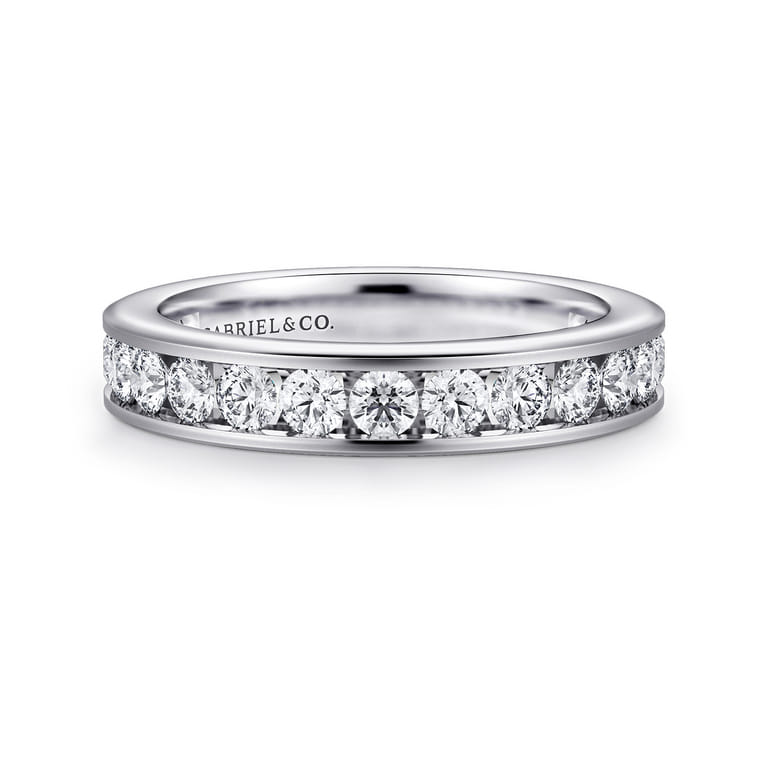 Eternity Band Wedding Ring in 14k White Gold with Round Natural Diamond at Gabriel & Co. - Shot 1