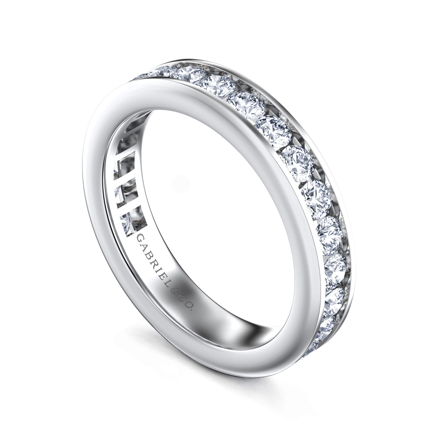 Eternity Band Wedding Ring in 14k White Gold with Round Natural Diamond at Gabriel & Co. - Shot 3