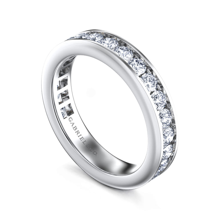 Eternity Band Wedding Ring in 14k White Gold with Round Natural Diamond at Gabriel & Co. - Shot 3