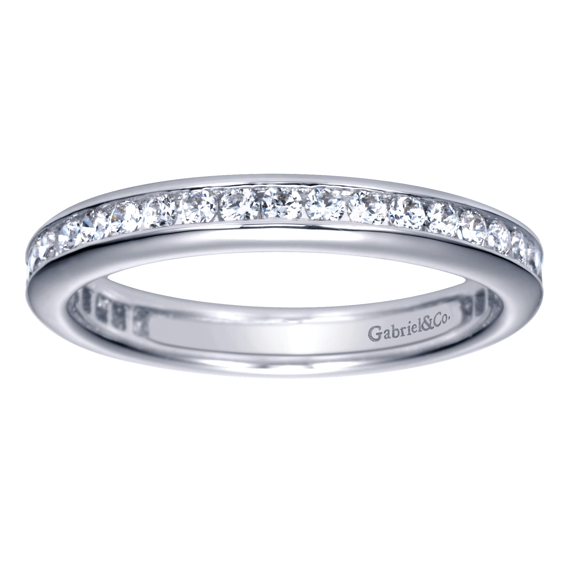 Eternity Band Wedding Ring in 14k White Gold with Round Natural Diamond at Gabriel & Co. - Shot 5
