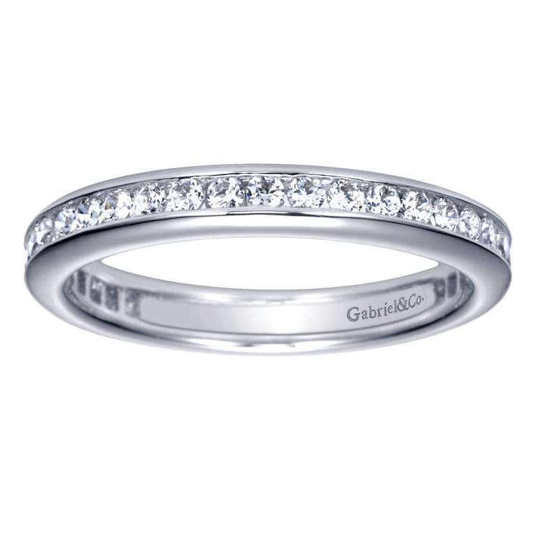 Eternity Band Wedding Ring in 14k White Gold with Round Natural Diamond at Gabriel & Co. - Shot 5
