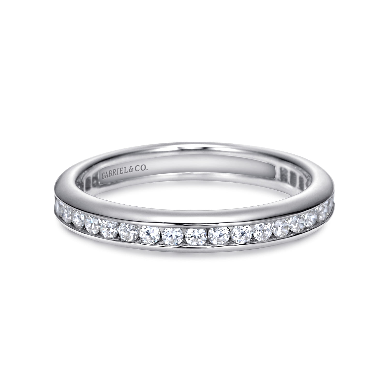 Eternity Band Wedding Ring in 14k White Gold with Round Natural Diamond at Gabriel & Co. - Shot 1