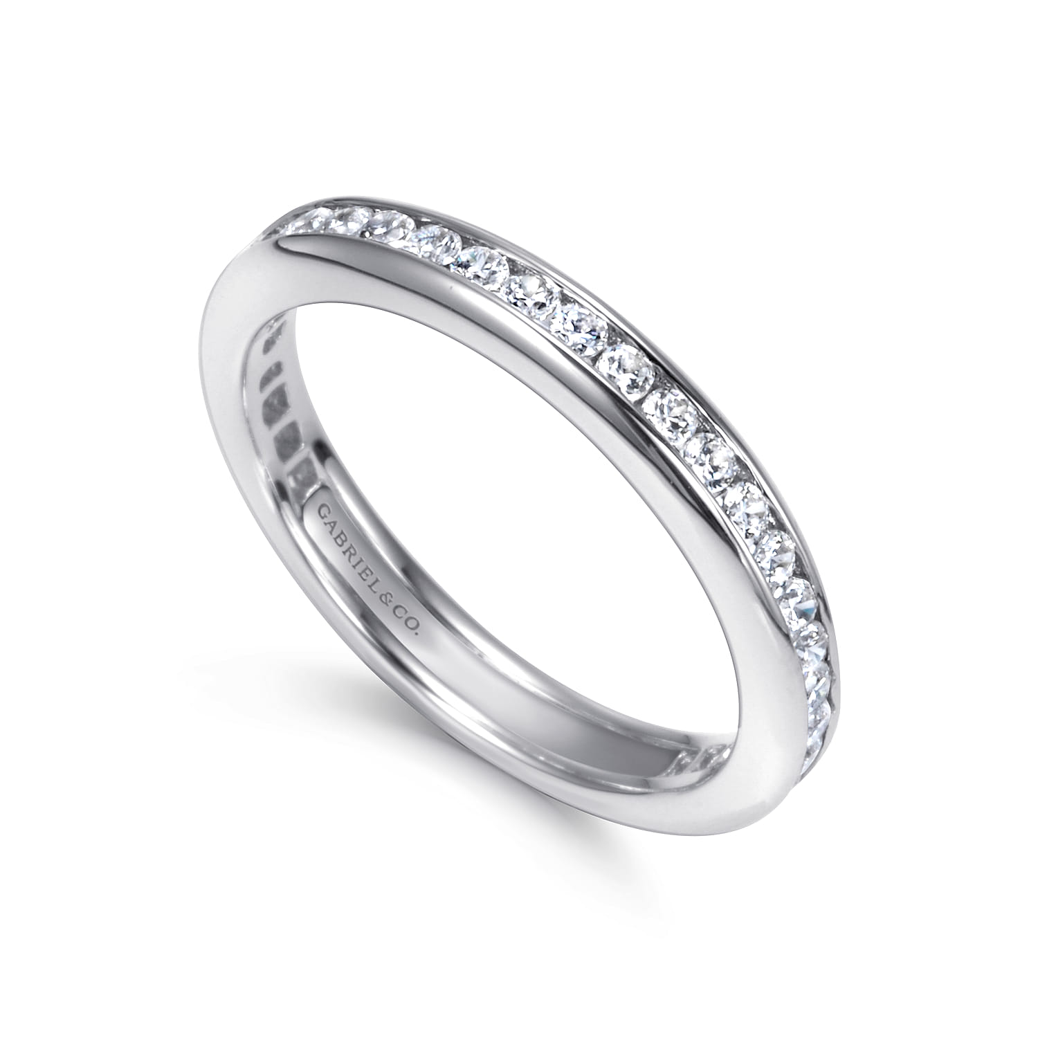 Eternity Band Wedding Ring in 14k White Gold with Round Natural Diamond at Gabriel & Co. - Shot 3