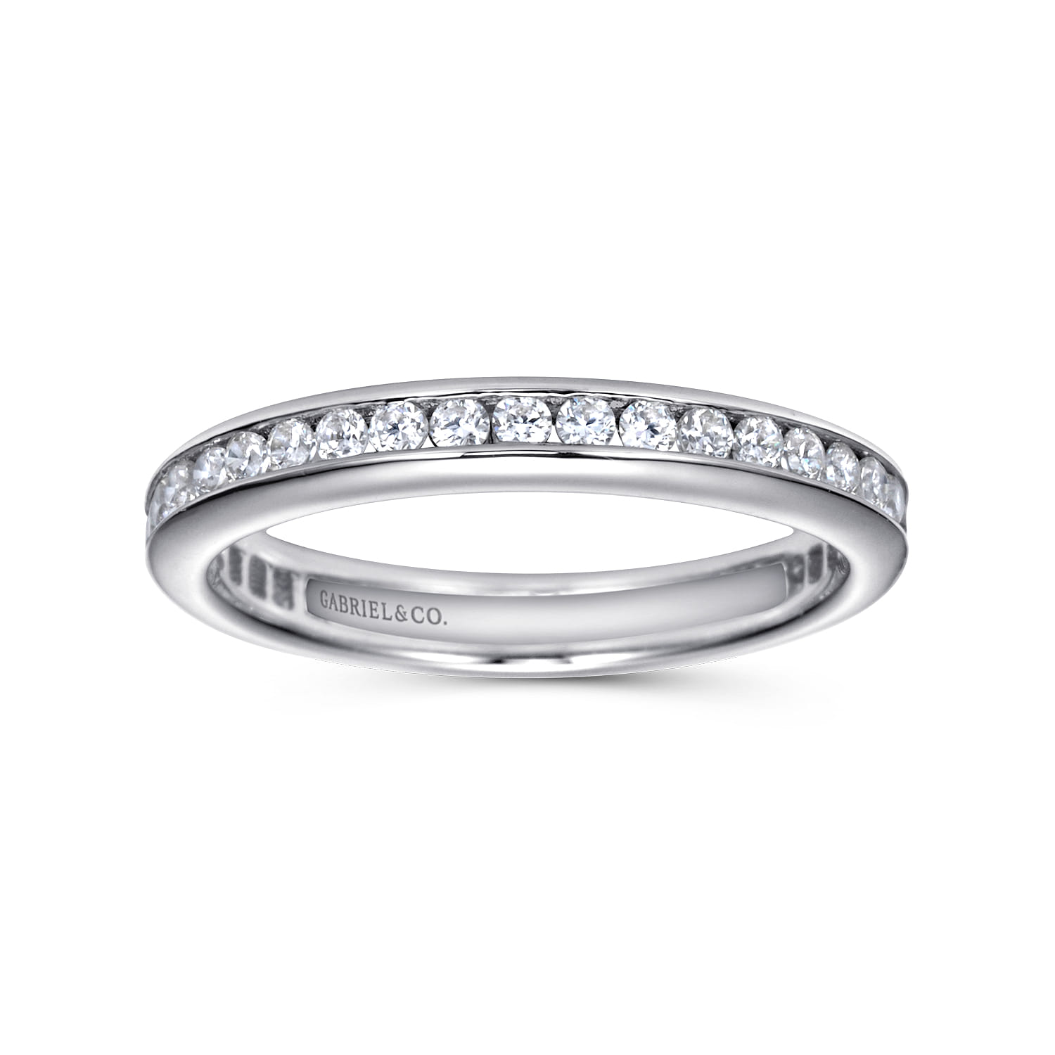 Eternity Band Wedding Ring in 14k White Gold with Round Natural Diamond at Gabriel & Co. - Shot 4