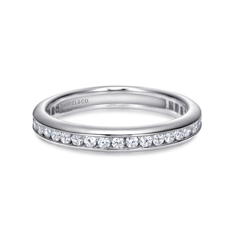 Eternity Band Wedding Ring in 14k White Gold with Round Natural Diamond at Gabriel & Co. - Shot 1