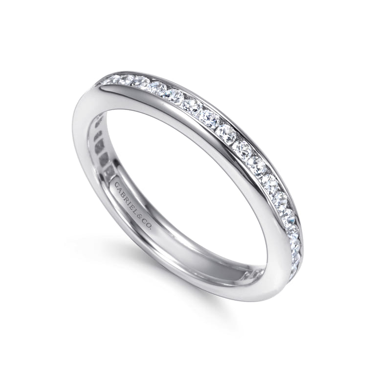 Eternity Band Wedding Ring in 14k White Gold with Round Natural Diamond at Gabriel & Co. - Shot 3