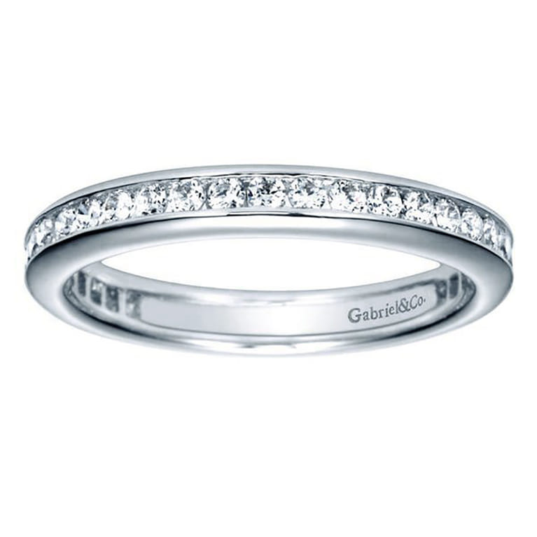 Eternity Band Wedding Ring in 14k White Gold with Round Natural Diamond at Gabriel & Co. - Shot 5