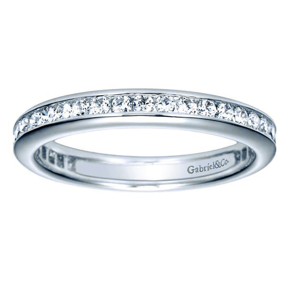 Eternity Band Wedding Ring in 14k White Gold with Round Natural Diamond at Gabriel & Co. - Shot 5