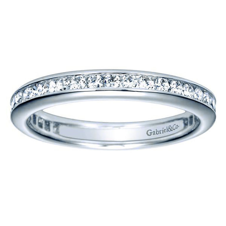 Eternity Band Wedding Ring in 14k White Gold with Round Natural Diamond at Gabriel & Co. - Shot 5