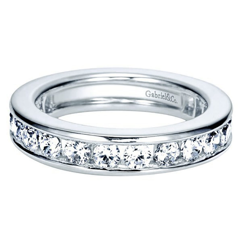 Eternity Band Wedding Ring in 14k White Gold with Round Natural Diamond at Gabriel & Co. - Shot 1