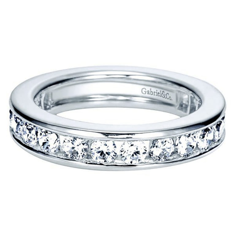 Eternity Band Wedding Ring in 14k White Gold with Round Natural Diamond at Gabriel & Co. - Shot 1