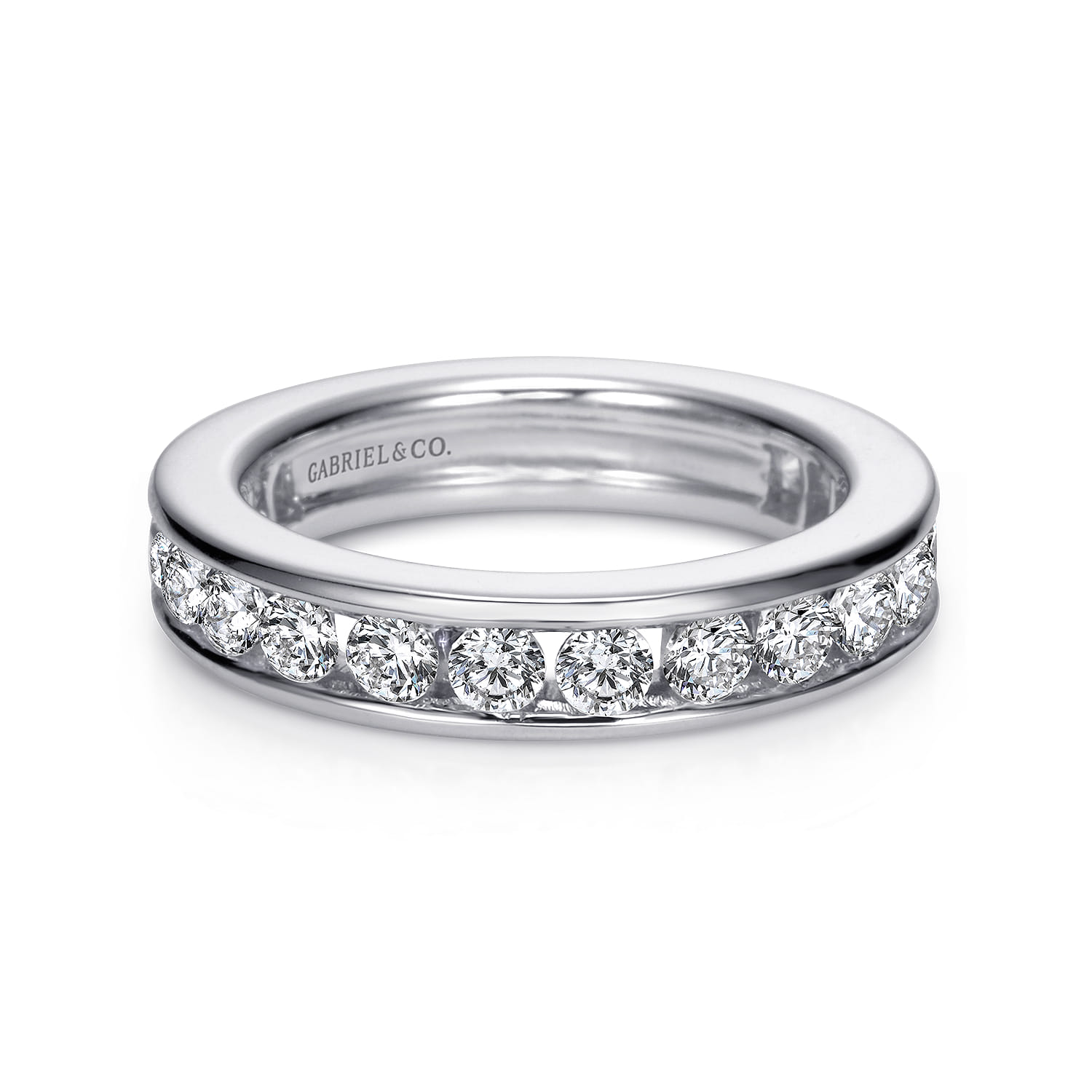 Eternity Band Wedding Ring in 14k White Gold with Round Natural Diamond at Gabriel & Co. - Shot 1