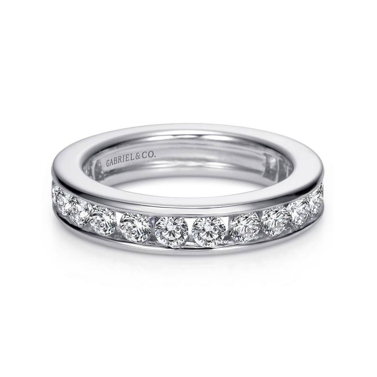 Eternity Band Wedding Ring in 14k White Gold with Round Natural Diamond at Gabriel & Co. - Shot 1