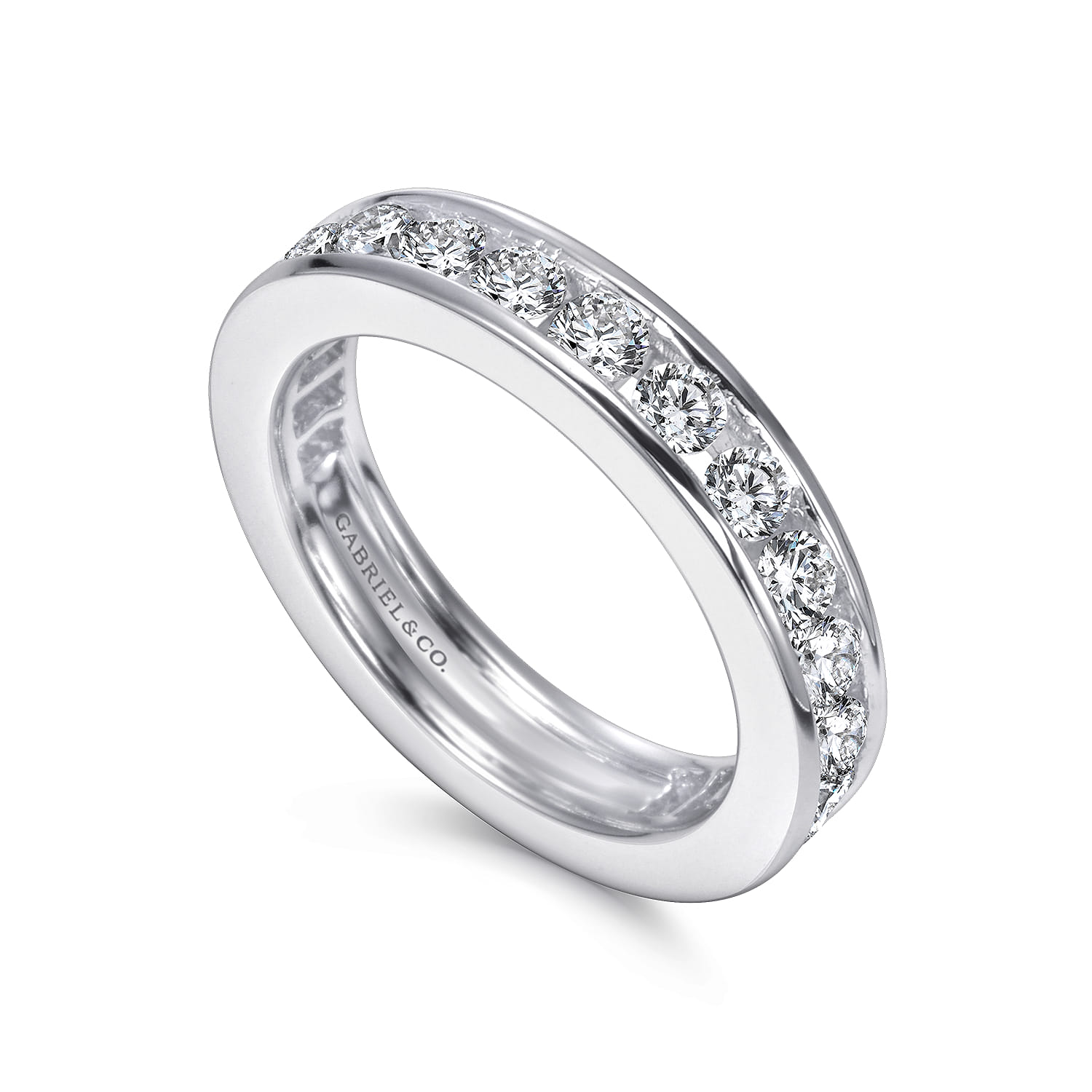 Eternity Band Wedding Ring in 14k White Gold with Round Natural Diamond at Gabriel & Co. - Shot 3