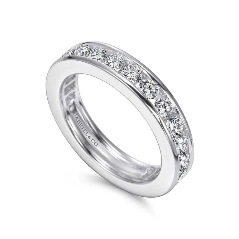 Eternity Band Wedding Ring in 14k White Gold with Round Natural Diamond at Gabriel & Co. - Shot 3