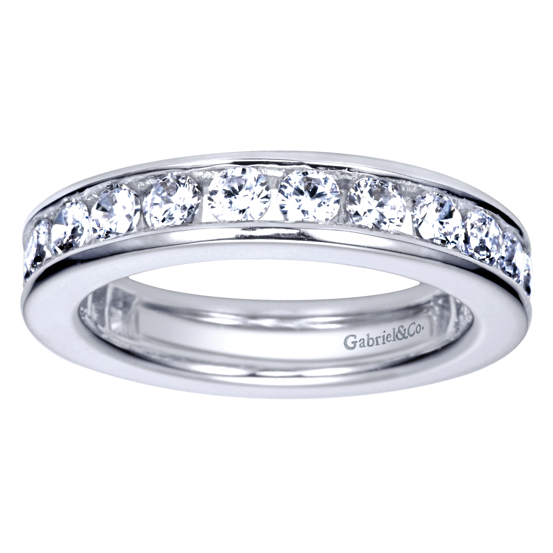 Eternity Band Wedding Ring in 14k White Gold with Round Natural Diamond at Gabriel & Co. - Shot 5