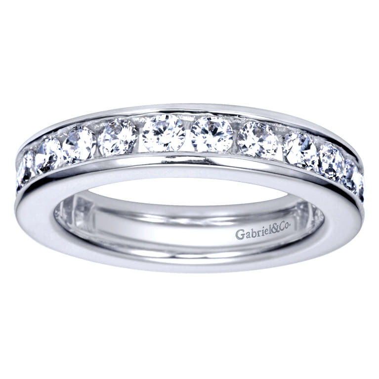 Eternity Band Wedding Ring in 14k White Gold with Round Natural Diamond at Gabriel & Co. - Shot 5