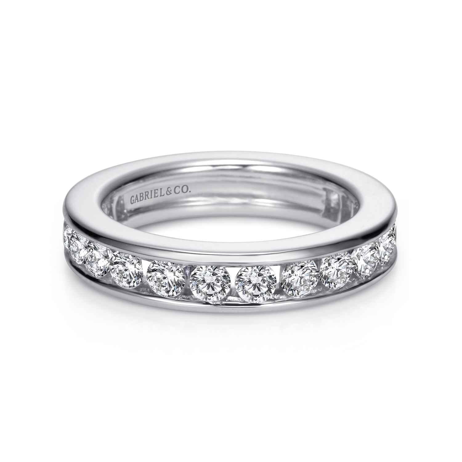 Eternity Band Wedding Ring in 14k White Gold with Round Natural Diamond at Gabriel & Co. - Shot 1
