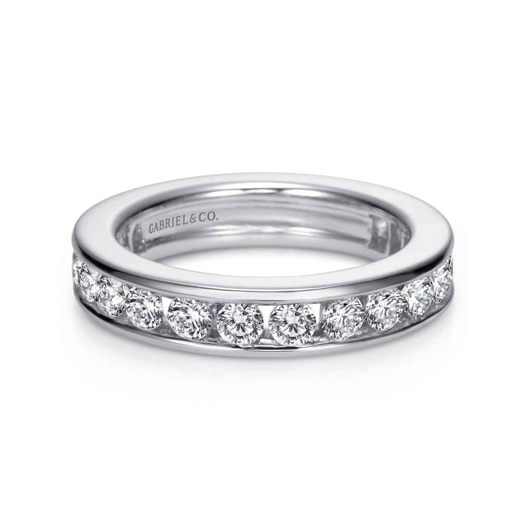 Eternity Band Wedding Ring in 14k White Gold with Round Natural Diamond at Gabriel & Co. - Shot 1
