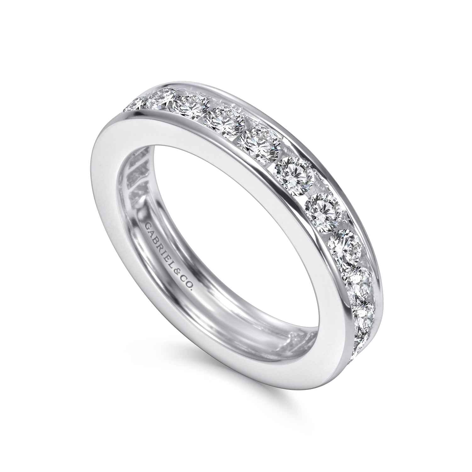 Eternity Band Wedding Ring in 14k White Gold with Round Natural Diamond at Gabriel & Co. - Shot 3