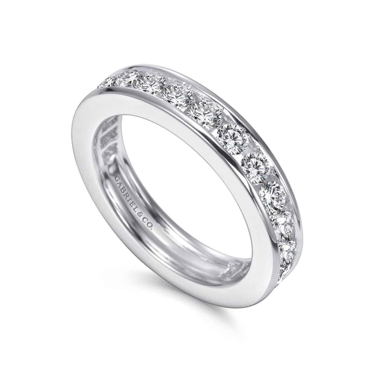 Eternity Band Wedding Ring in 14k White Gold with Round Natural Diamond at Gabriel & Co. - Shot 3