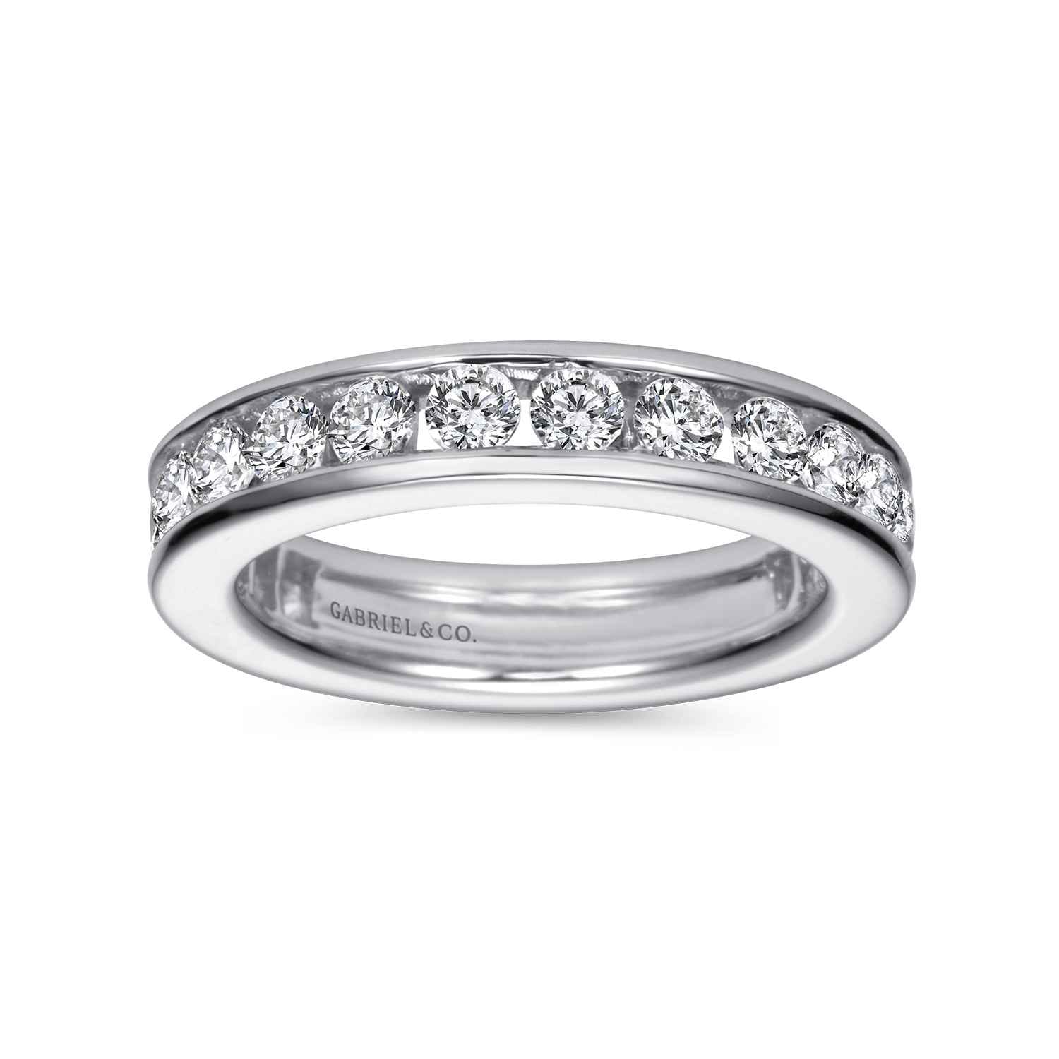 Eternity Band Wedding Ring in 14k White Gold with Round Natural Diamond at Gabriel & Co. - Shot 4