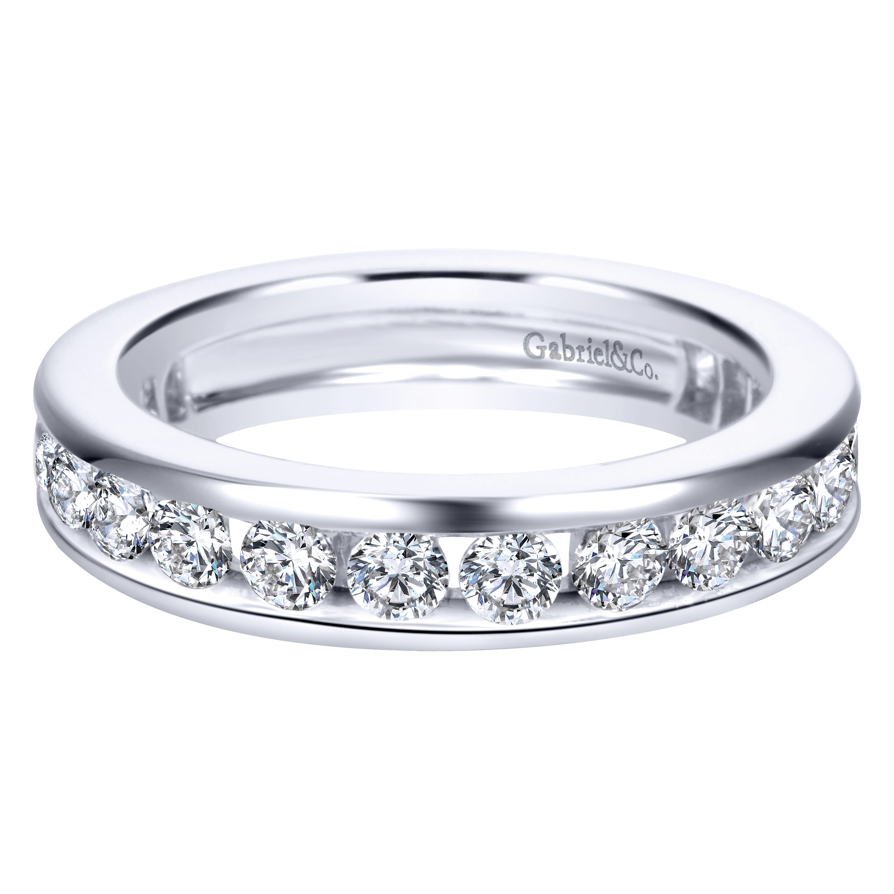 Eternity Band Wedding Ring in 14k White Gold with Round Natural Diamond at Gabriel & Co. - Shot 1