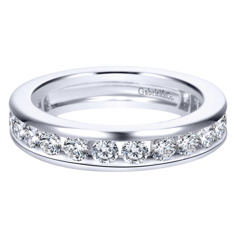 Eternity Band Wedding Ring in 14k White Gold with Round Natural Diamond at Gabriel & Co. - Shot 1