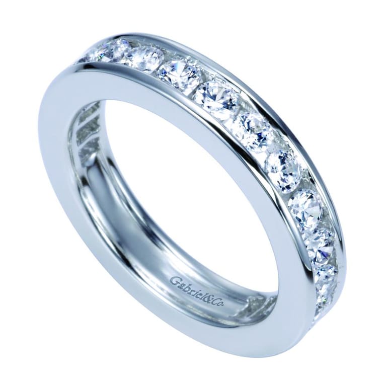 Eternity Band Wedding Ring in 14k White Gold with Round Natural Diamond at Gabriel & Co. - Shot 3