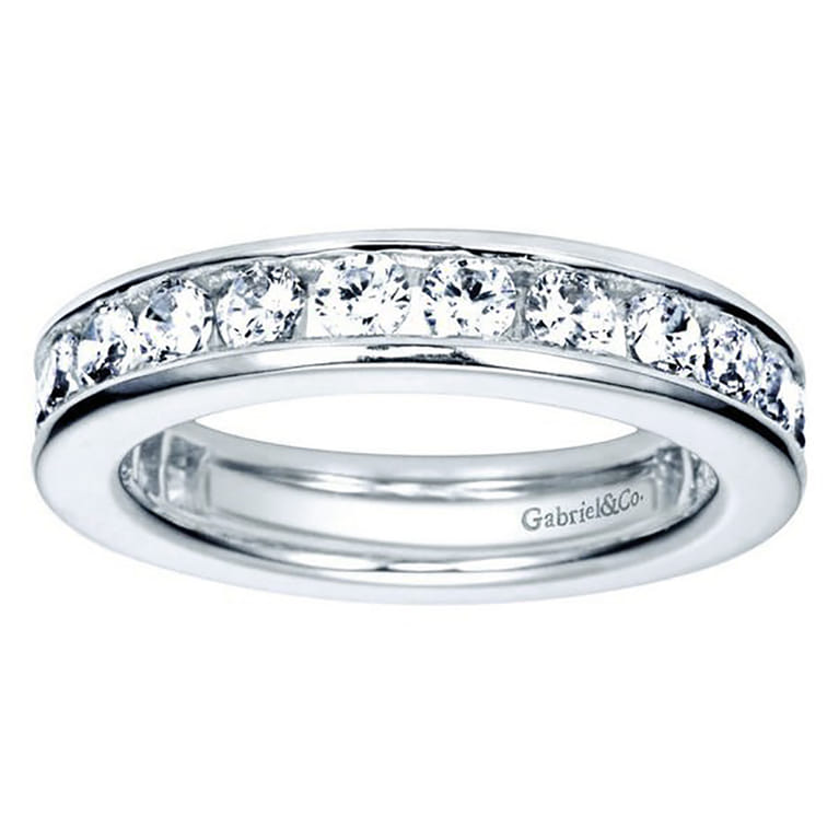 Eternity Band Wedding Ring in 14k White Gold with Round Natural Diamond at Gabriel & Co. - Shot 4