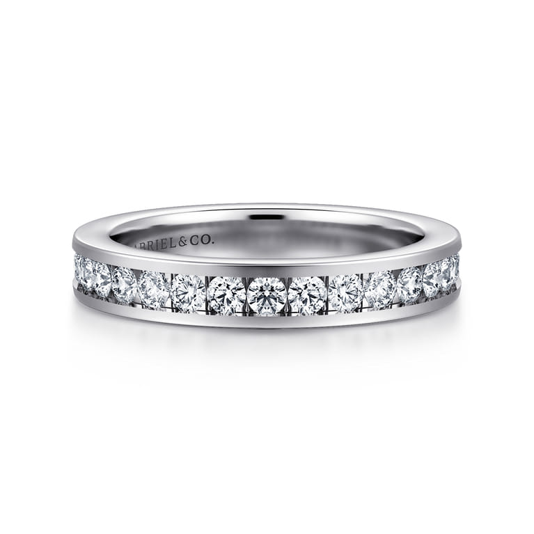 Straight Wedding Ring in 14k White Gold with Round Natural Diamond at Gabriel & Co. - Shot 1